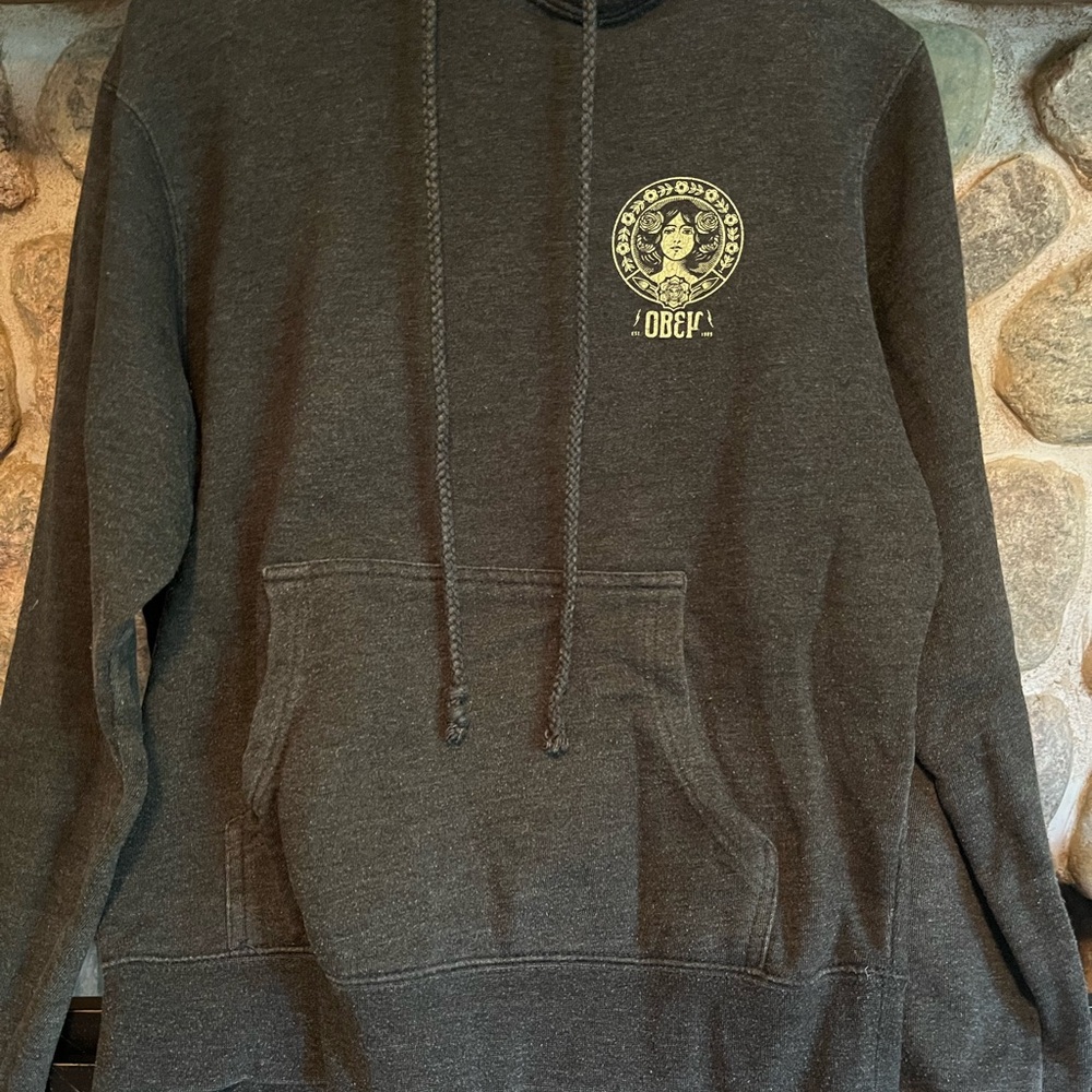 Obey Charcoal Gray Hoodie with Logo